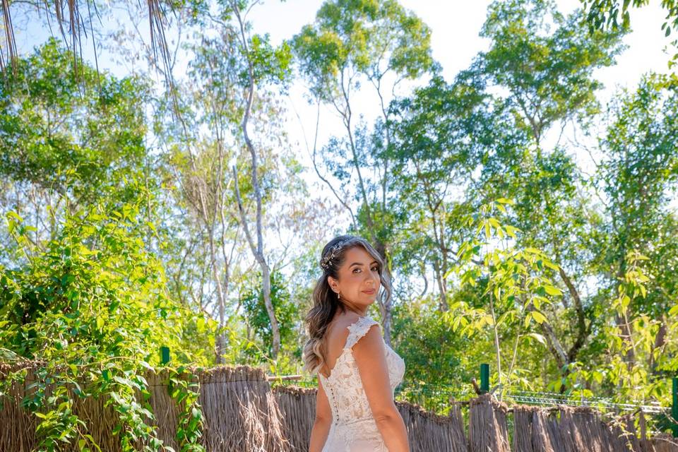 Novia en villa de lujo