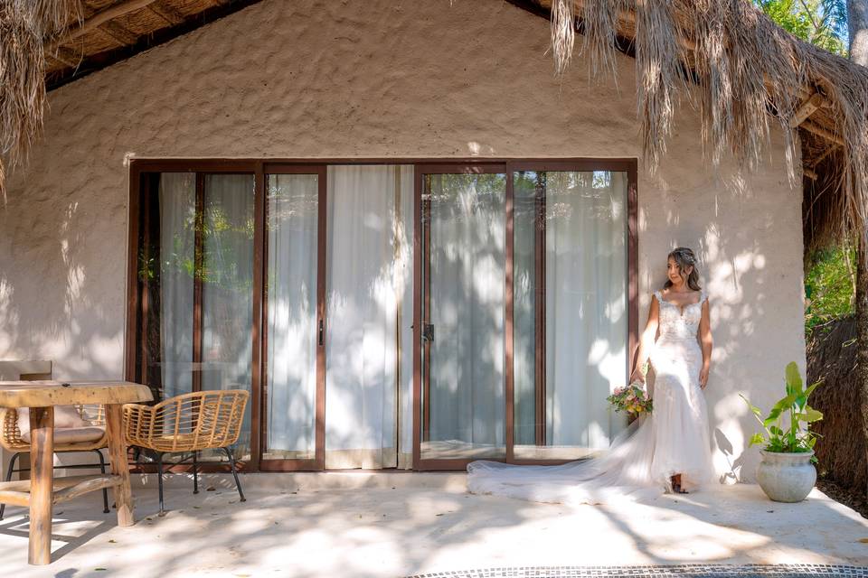 Novia en villa de lujo