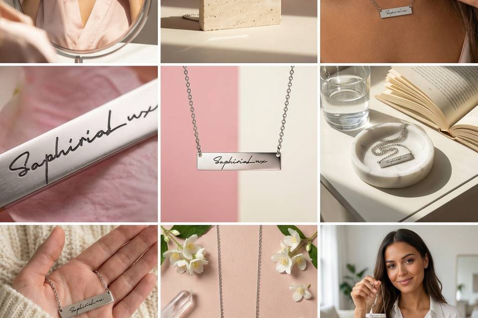 Collar con dije rectangular