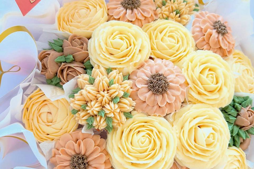 Bouquet de flores amarillas comestible