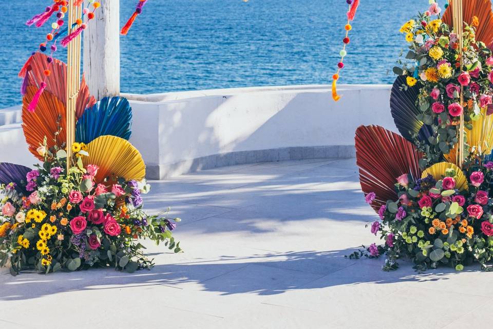 Boda en colorida en playa