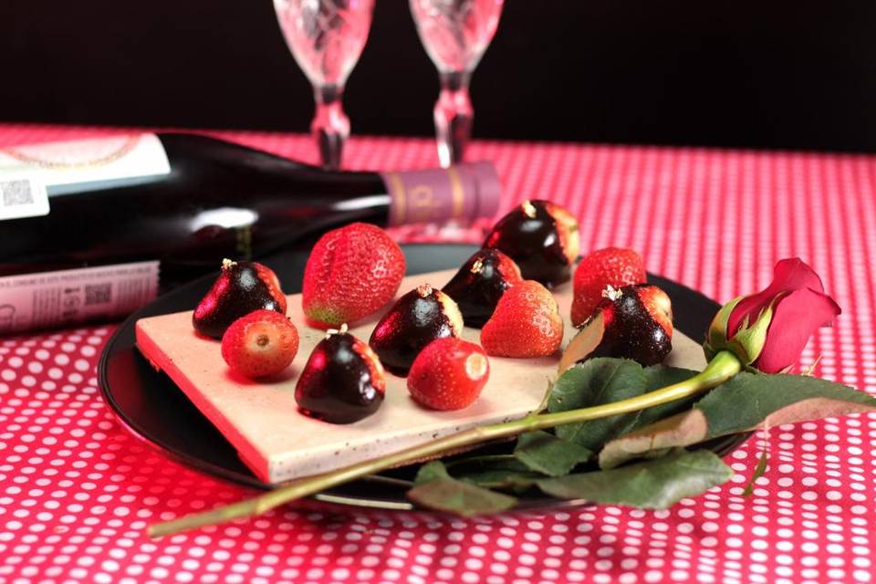 Fresas con oro comestible