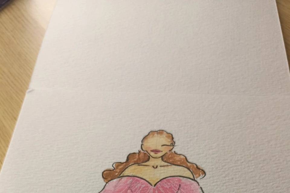 Mujer con vestido rosa