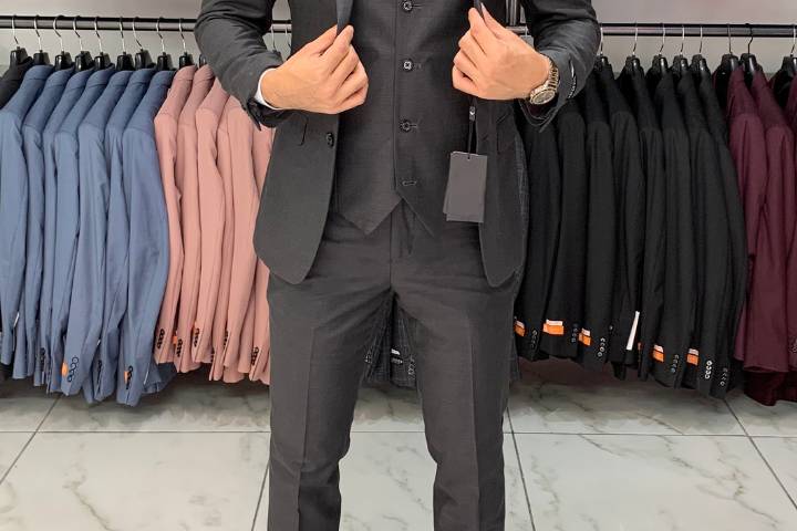 Traje gris oxford liso