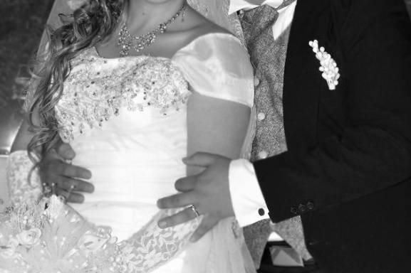 Recién casados posando