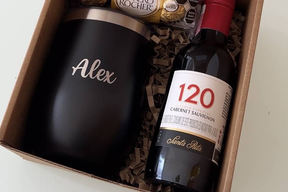 Kit termo, vino y chocolates