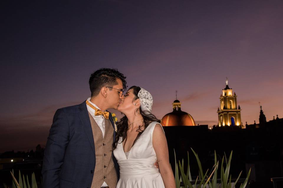 Boda en Cholula, atardecer