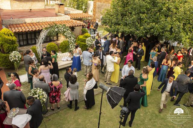 Canapés y cocteles en jardín
