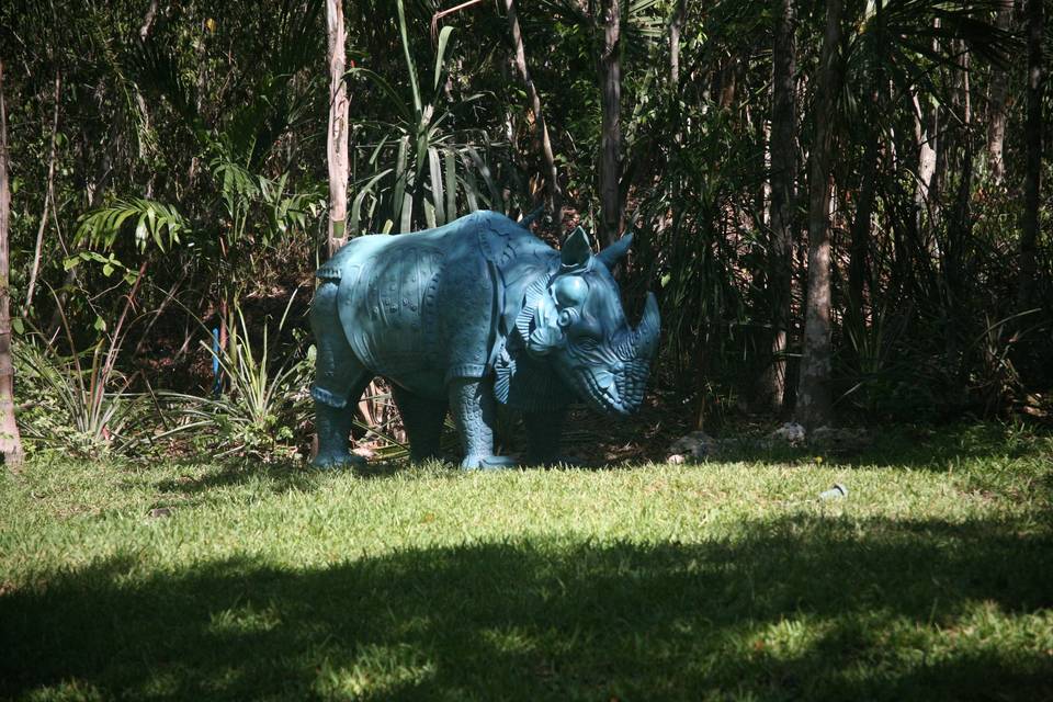Rhino sculpture.