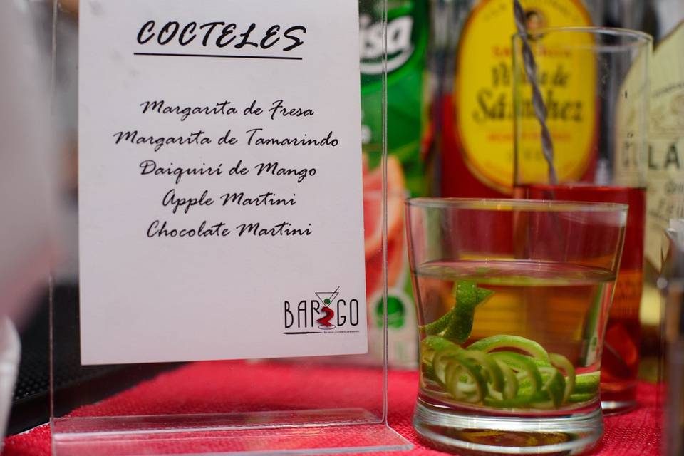 Menú de coctelería