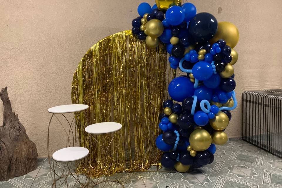 Decoración en azul y dorado