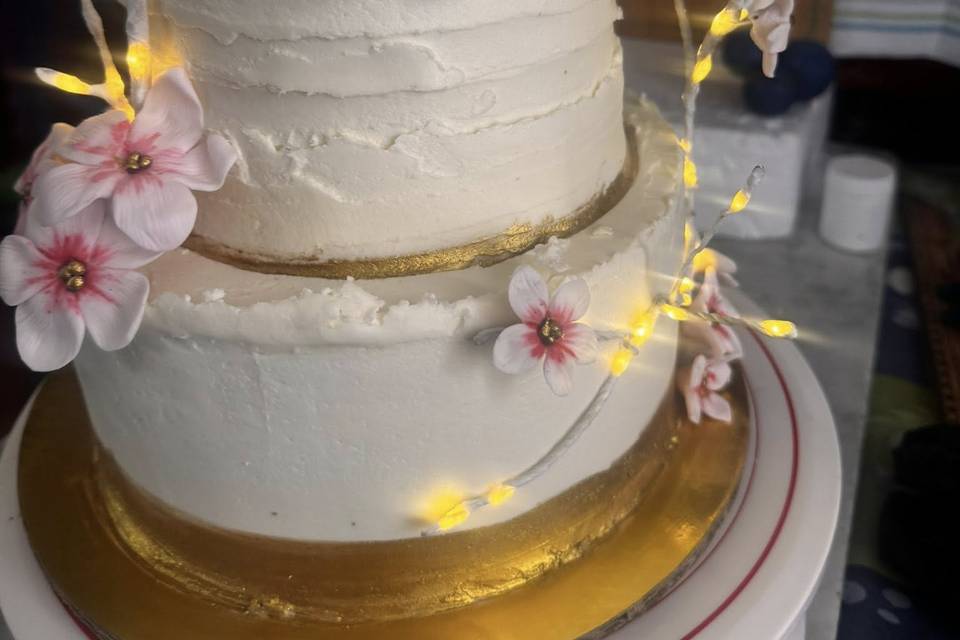Pastel boda con luces
