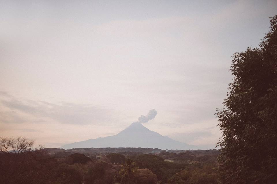 Vistas al volcán de Colima