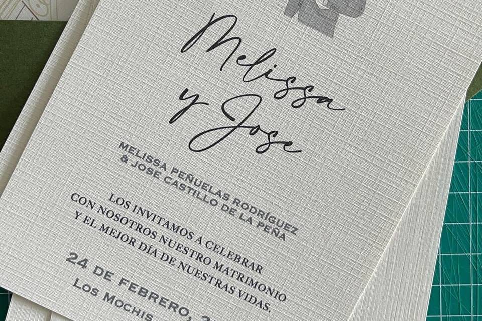 Invitaciones físicas con ilustración