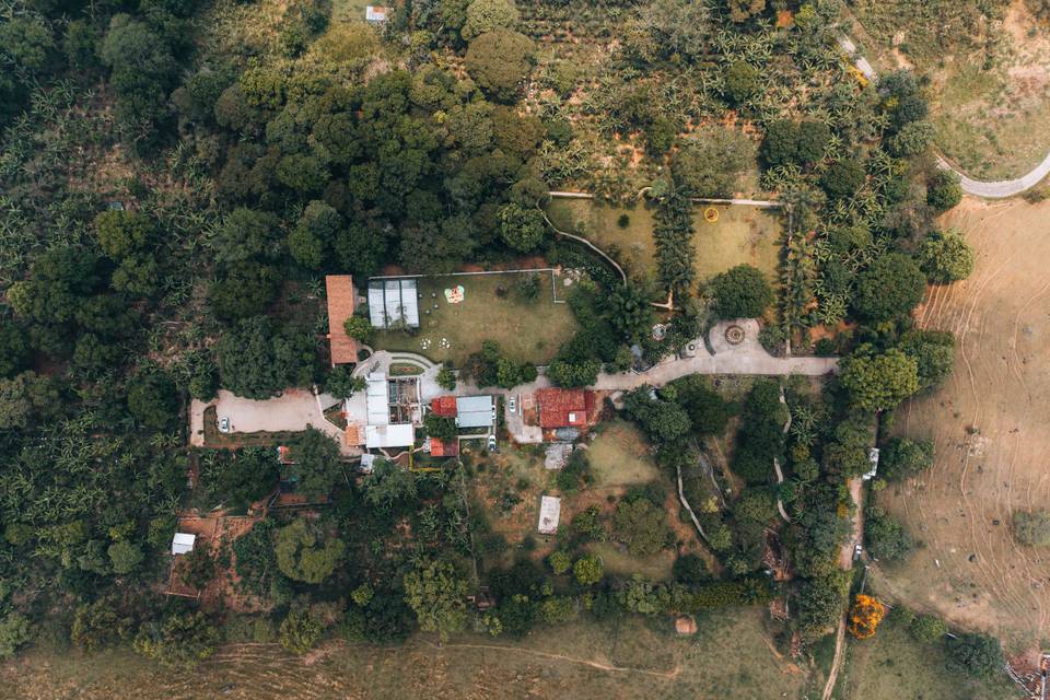 Vista aérea de jardines