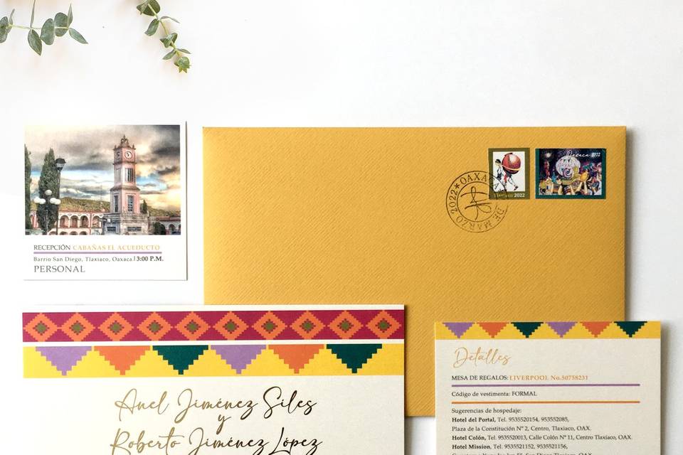 Invitación tipo postal Oaxaca