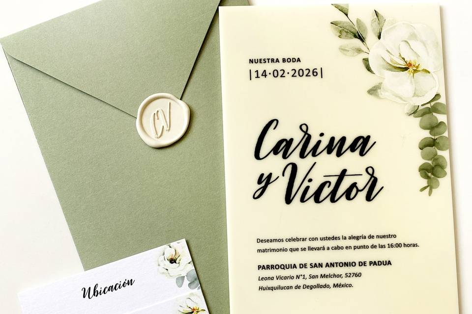 Invitación en acrílico