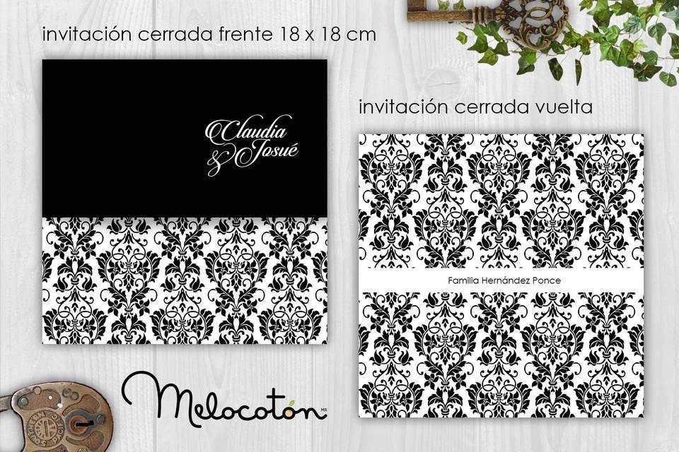 Invitación en blanco y negro