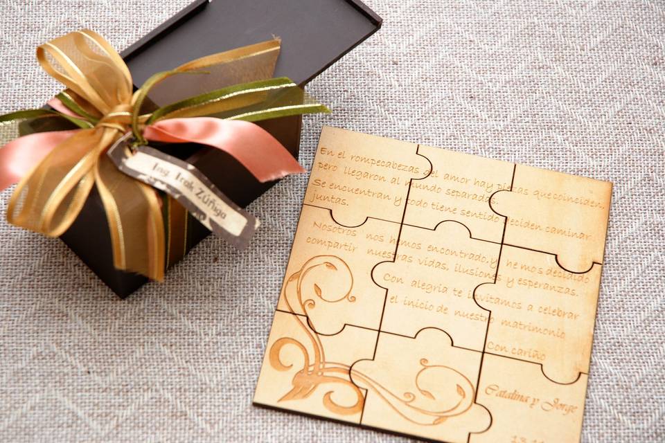 Invitación rompecabezas boda