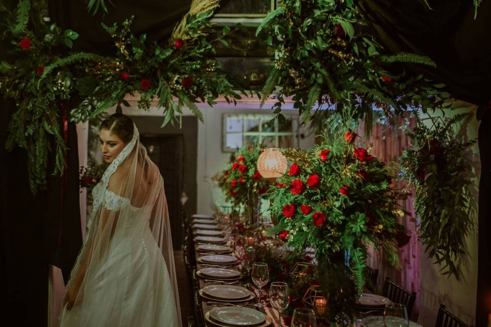 Boda retro tonos rojos