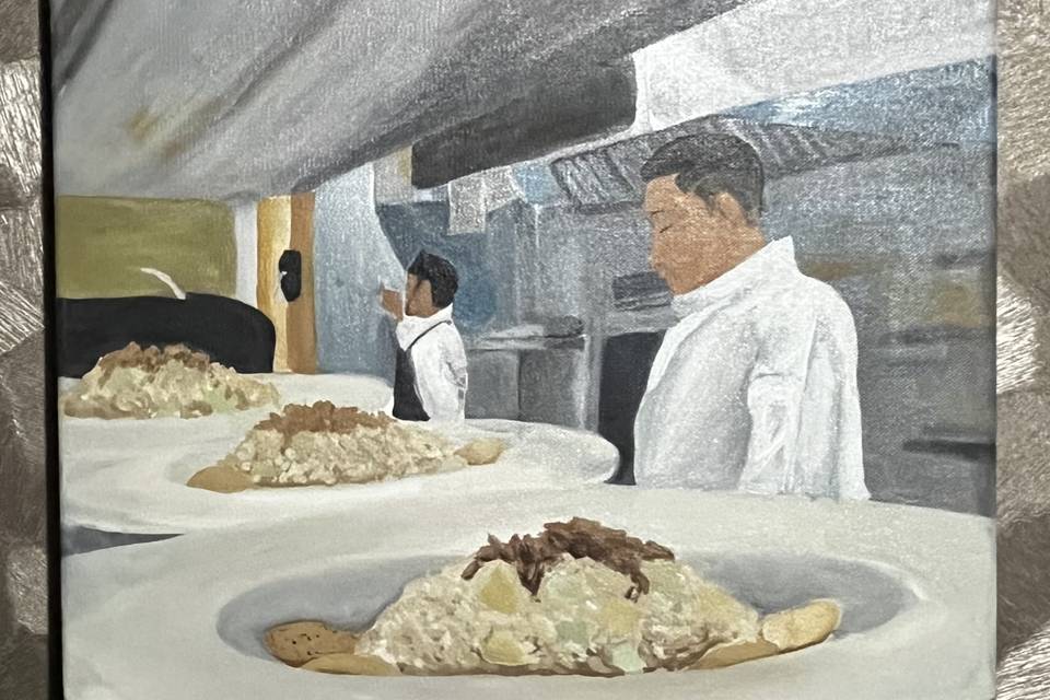 Pintura al óleo banquete