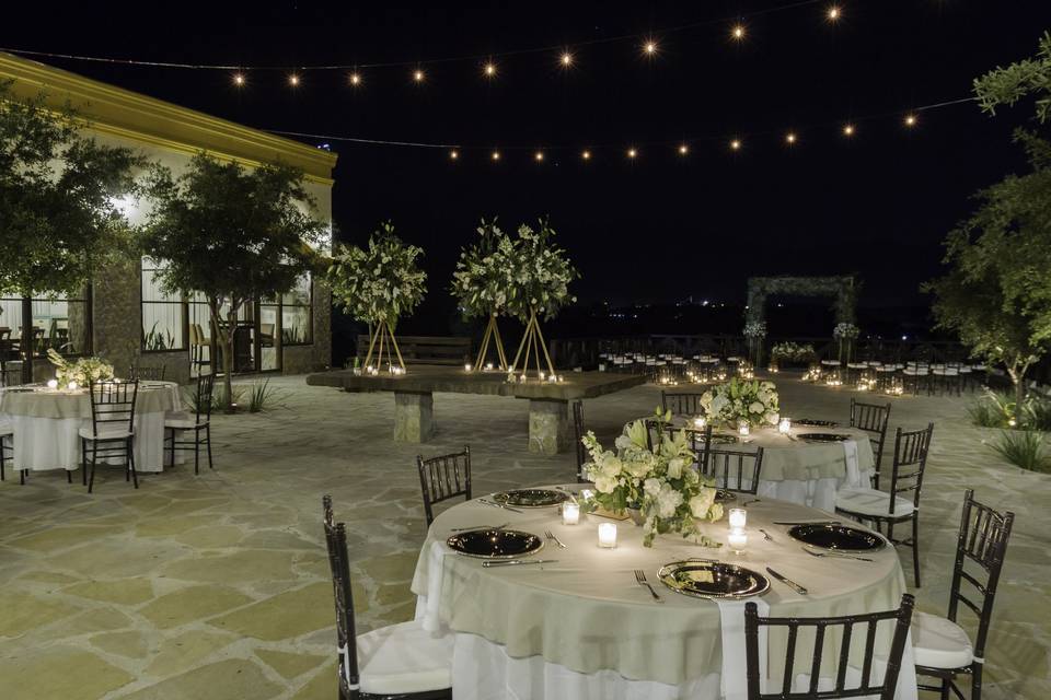Foto de noche boda en terraza