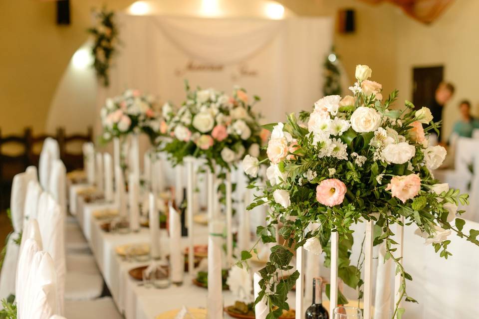 Boda blanca en salón