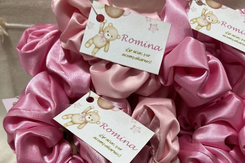 Scrunchies satin rosa baby