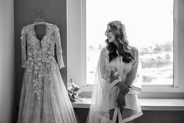 Novia con su vestido