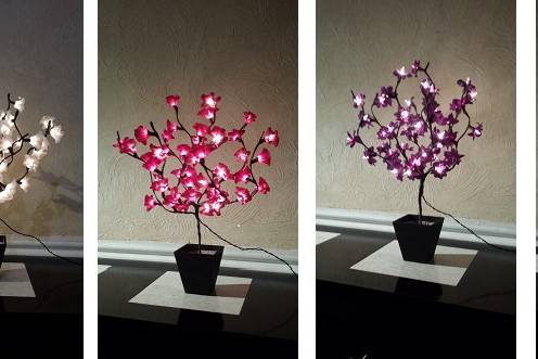 Árboles decorativos con luz