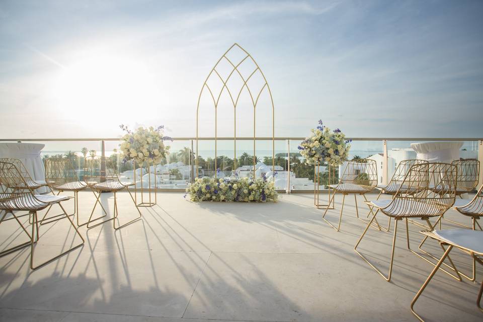 Terraza con atardecer