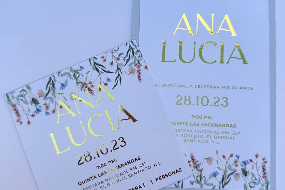 Invitación 14 x 10 cms