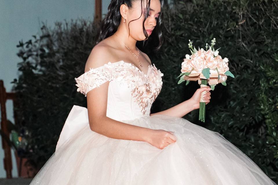 Mujer con vestido de princesa