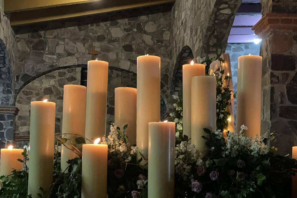 Decoración de velas para boda