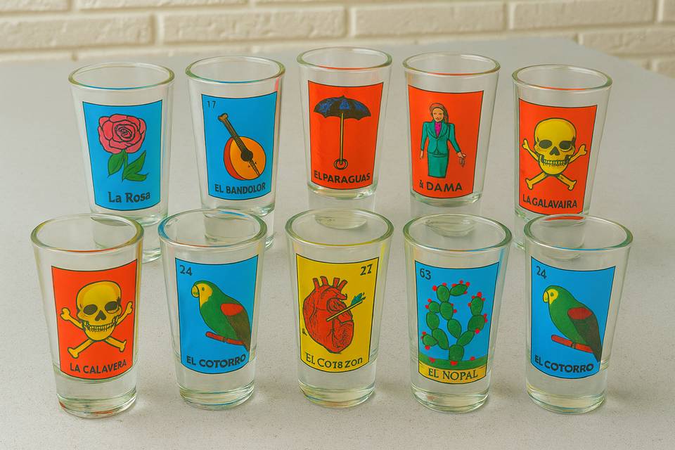 Tequileros loteria de vidrio