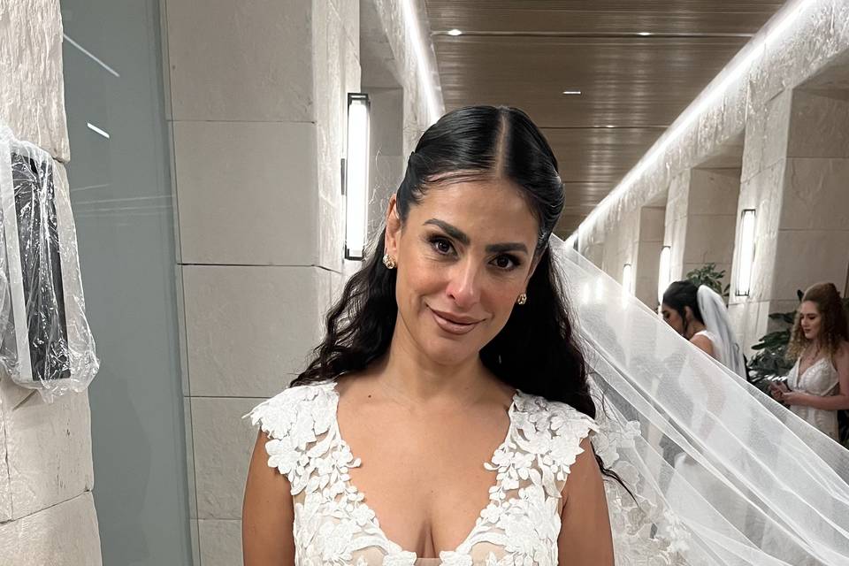 Novia con vestido corte A