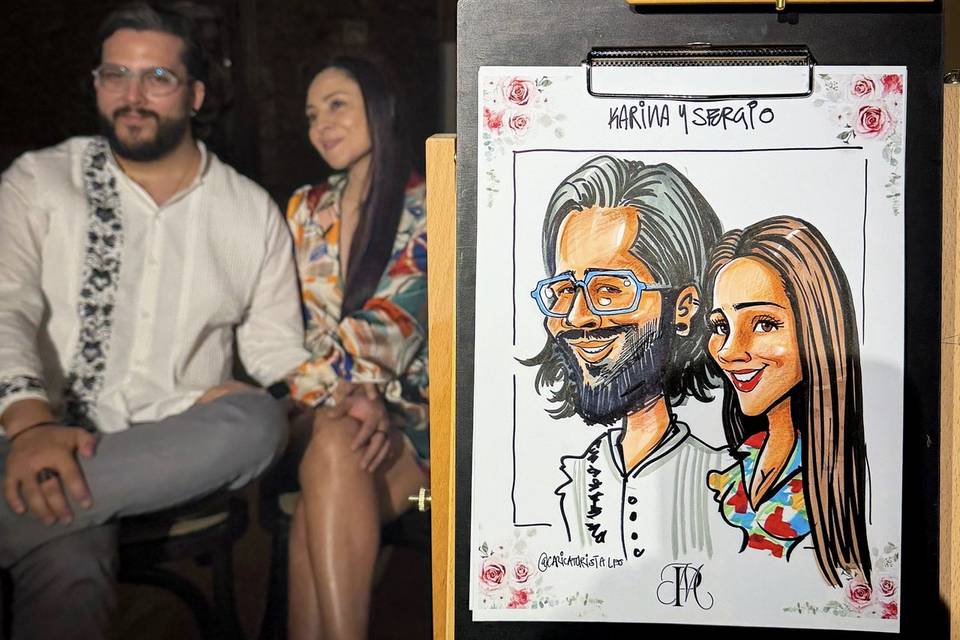 Caricaturista en boda mexico