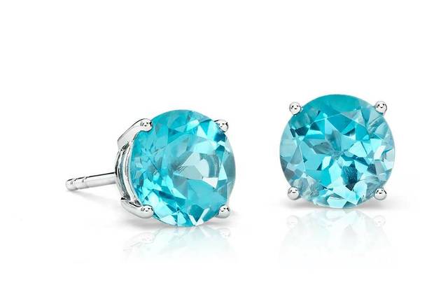 Aretes oro 14k con agua marina