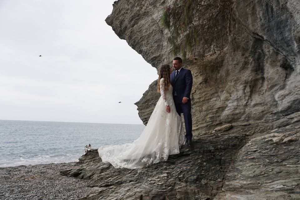 Novios en la playa