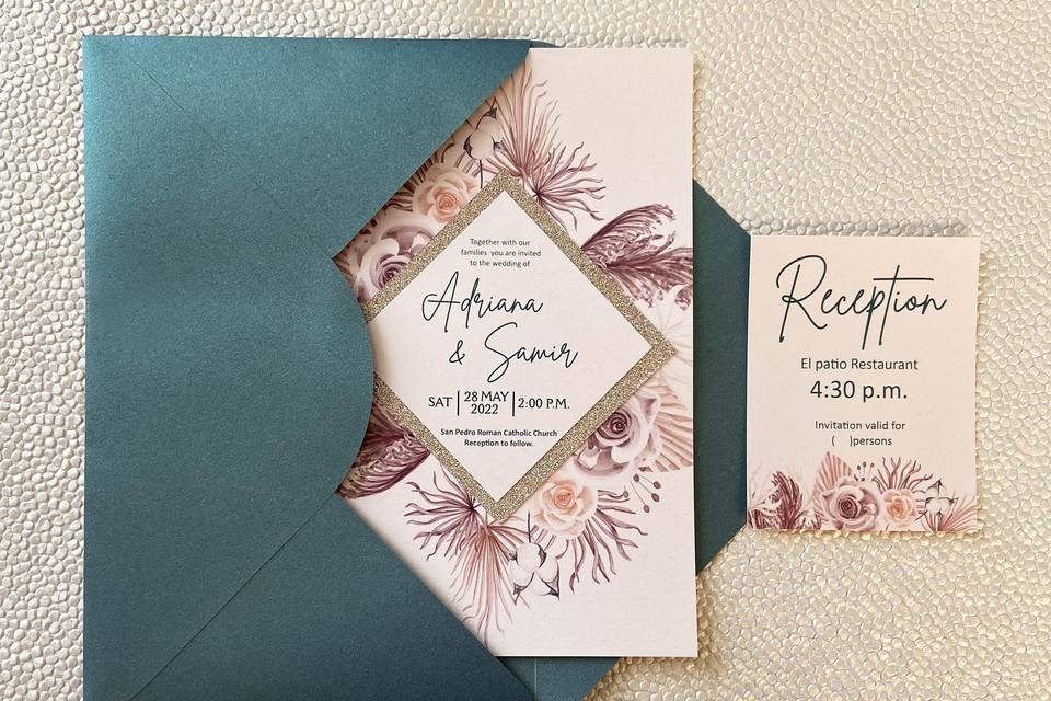 Wedding Rose gold & green