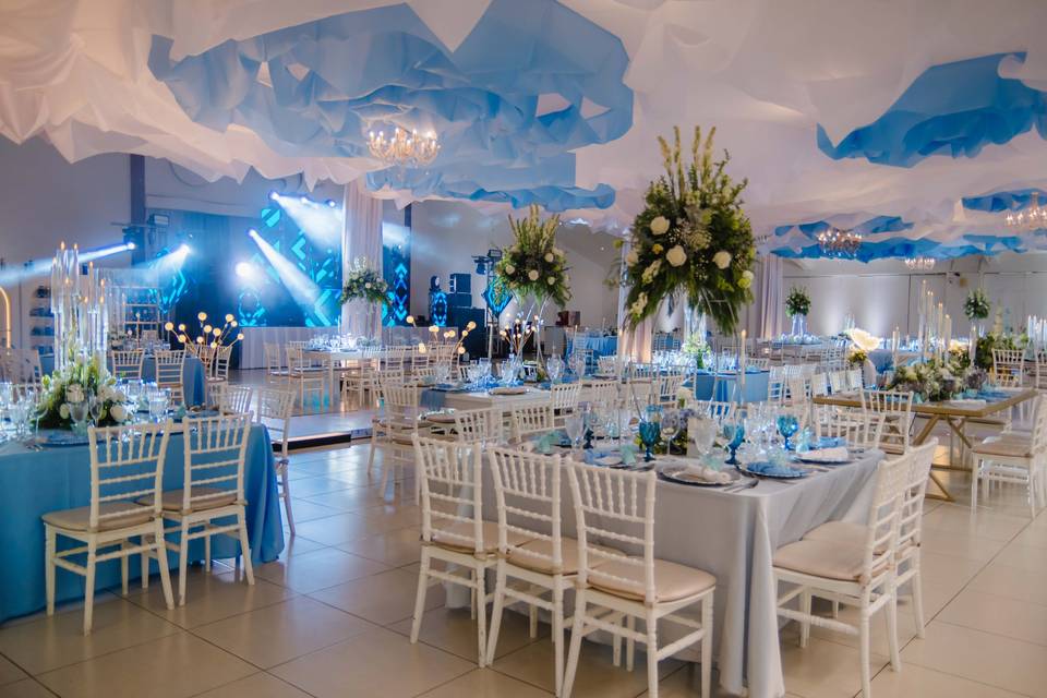 White & blue