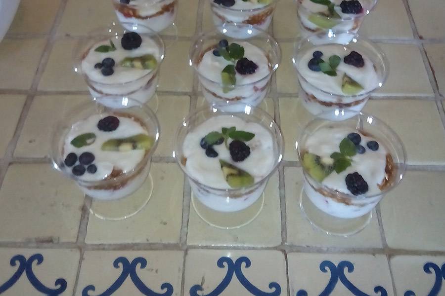 Yoghurt con frutos y kiwi