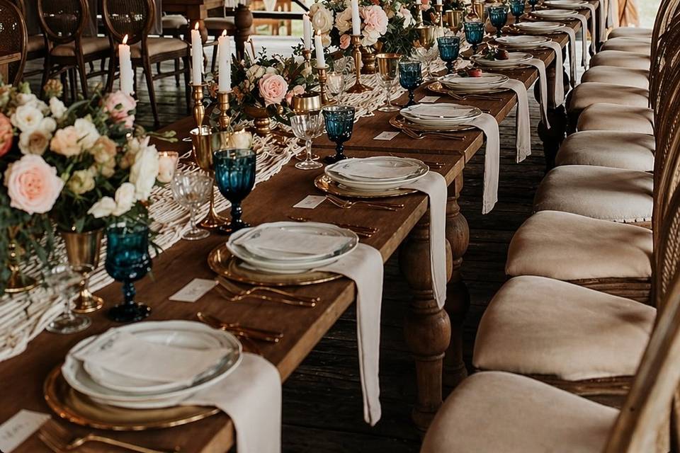 Covered wedding reception area
