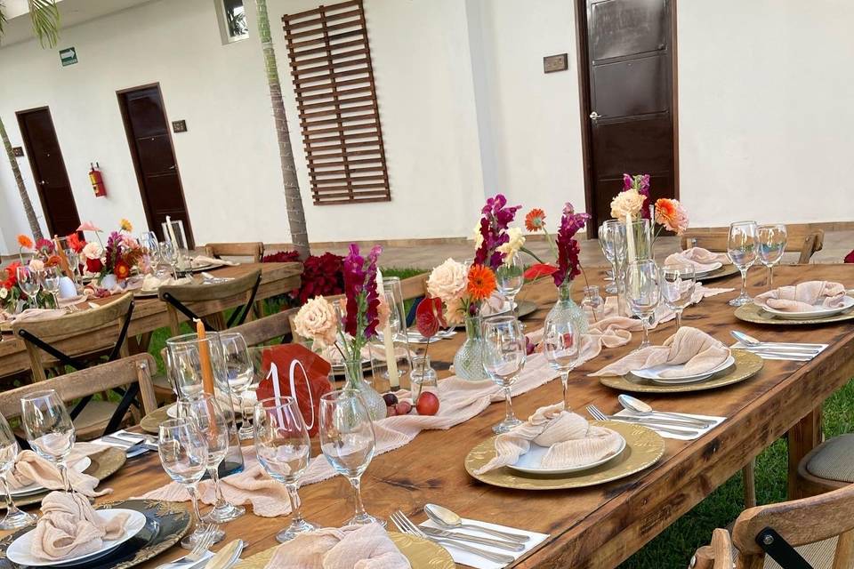 Banquete con accesorios