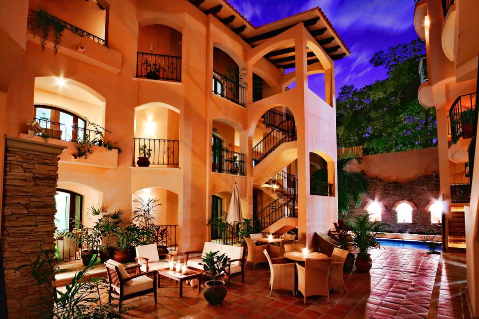 Courtyard at night