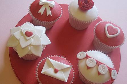 Cupcakes con motivos románticos