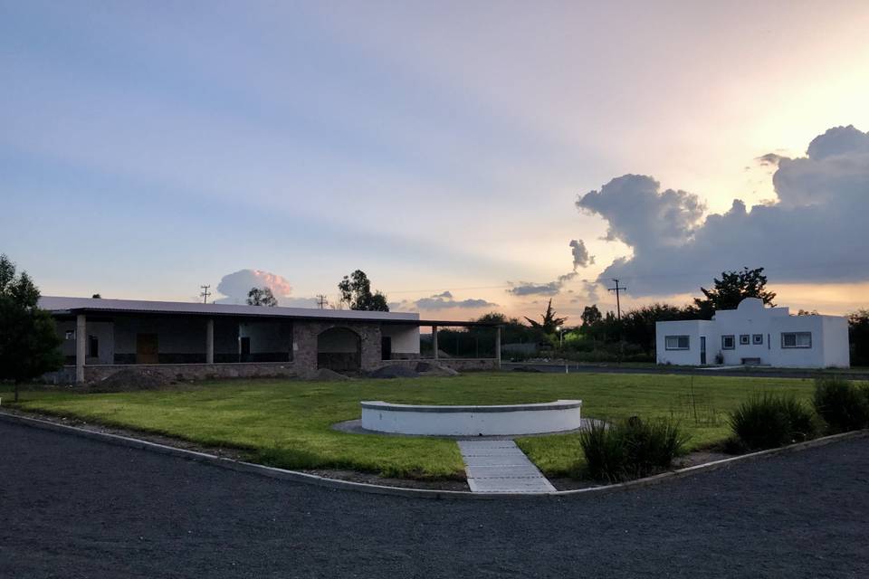 jardín, fogatero, terraza