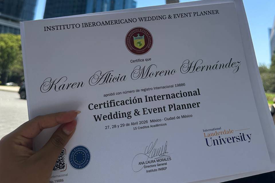 Certificado weddin planner