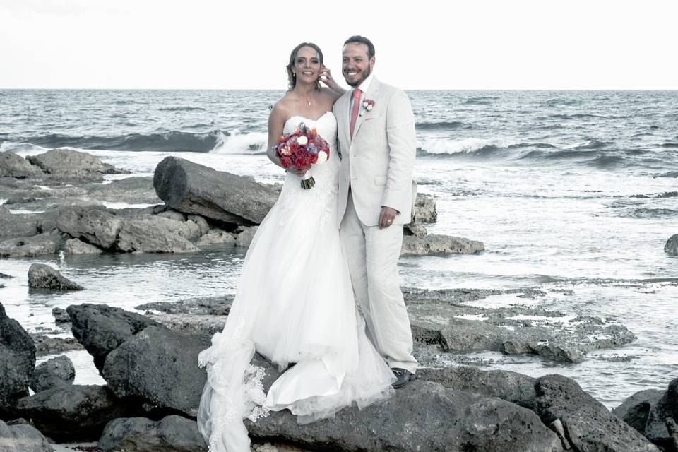 Novios frente al mar