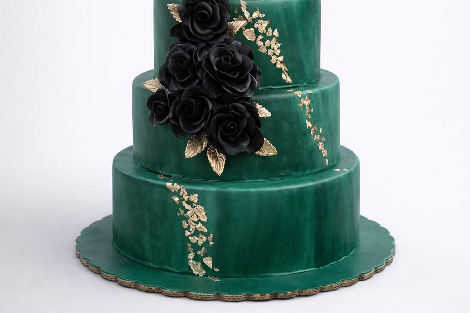 Pastel verde esmeralda y negro